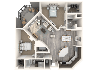 2 bedroom 2 bath Avalon Deluxe Floor Plan at Paramount on Lake Eola, Florida, 32801