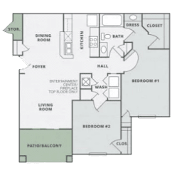 B1 floor plan at Thornberry Apartments, Charlotte, NC, 28262