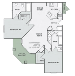 B3 floor plan at Thornberry Apartments, Charlotte, 28262
