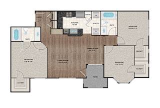 C1_1 Floor Plan at Flats on Chapel Apartments, Waco, TX, 76712