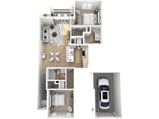 The Sanibel with Garage Floor Plan at The Palmeri Residences, Naples, FL