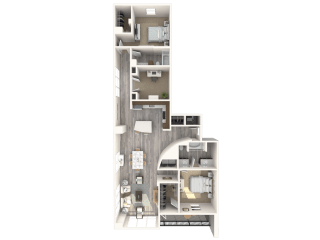 3 bed 2 bath Casablanca Deluxe Floor Plan at Paramount on Lake Eola, Orlando, FL