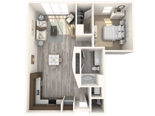 1 bedroom 1 bath Clevelander Floor Plan at Paramount on Lake Eola, Orlando, FL, 32801