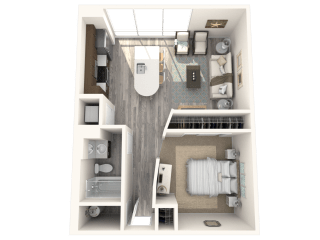 1 bedroom 1 bath Delano Floor Plan at Paramount on Lake Eola, Orlando, Florida