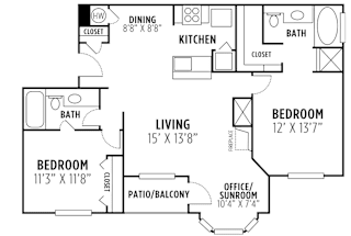 two bedroom floor plan in Lithia Springs, GA