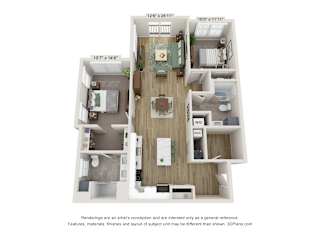 B4 Floor Plan | 1,214 Sq. Ft. at Edgebrook Residences, Merrimack