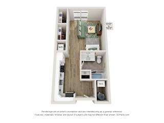 S1 Floor Plan | 538  Sq. Ft. at Edgebrook Residences, Merrimack, NH