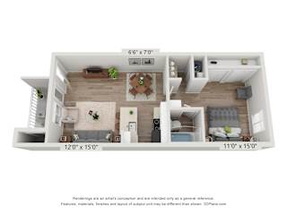 Alamo one bedroom floor plan  at Promontory, Tucson, AZ