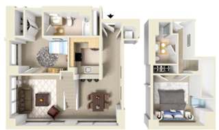 2 Bed 2 Bath 1019 SF Floor Plan at Residences at Manchester Place, Manchester, New Hampshire