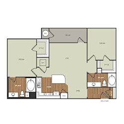 a floor plan with a bedroom and a living room at Estate at Woodmen Ridge, Colorado Springs Colorado