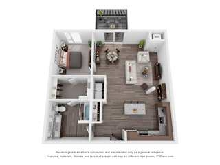 2 bed 2 bathroom J Floorplan at Maven on Broadway Apartments, Rochester, MN