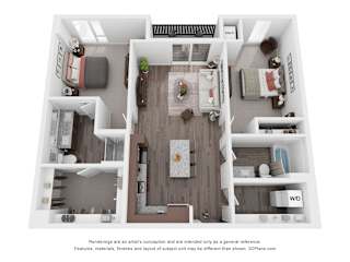 2 bed 2 bathroom N Floorplan at Maven on Broadway Apartments, Rochester, Minnesota