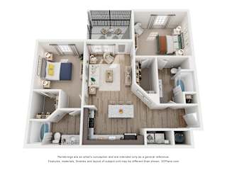 2 bed 2 bath Myrtle Floor Plan at Village at Terra Bella Apartments, Land O' Lakes