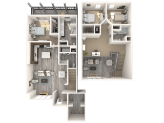3 bed 2 bath Villas Deluxe Floor Plan at Paramount on Lake Eola, Orlando, 32801