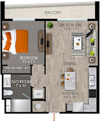 A4 Floor Plan at Quantum Apartments, Fort Lauderdale, FL