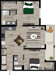 2 bed 2 bath D Floorplan at Portofino Vineyards Apartment, Florida, 33967