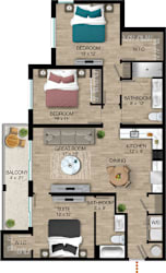 3 bed 2 bath A Floorplan at Portofino Vineyards Apartment, Fort Myers, Florida