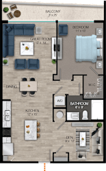A7 Floor Plan at Quantum Apartments, Fort Lauderdale, 33304