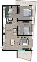 B2 Floor Plan at Quantum Apartments, Fort Lauderdale