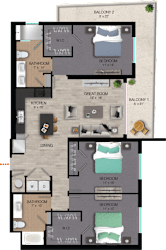 C2 Floor Plan at Quantum Apartments, Fort Lauderdale, FL, 33304