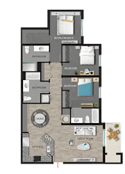 3 bed 2 bath Floorplan at Portofino Vineyards Apartment, Fort Myers, FL