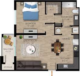 a floor plan of a home with a bedroom and a living room at The Orchard at Portofino Vineyards, Fort Myers Florida