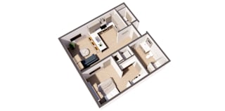 A1 Bed 1 floorplan at Paperbox Lofts, Salt Lake City, UT, 84101