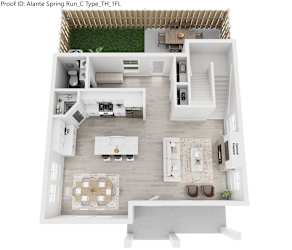 A top down view of a modern apartment layout.