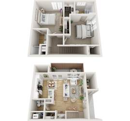 Two Bedrooms x 2.5 Bathrooms Floor Plan at Alante Homes at Lake Hazel, Boise, 83709