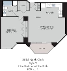 1 Bed / 1 Bath / Tier 9