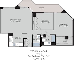 2 Bed / 2 Bath
