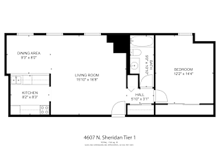 Sheridan Plaza Tier 1 One Bedroom Floor Plan