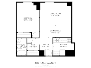 Sheridan Plaza Tier 4 One Bedroom Floor Plan