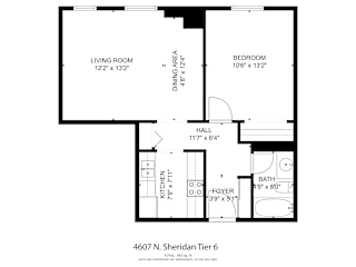 Sheridan Plaza Tier 6 One Bedroom Floor Plan