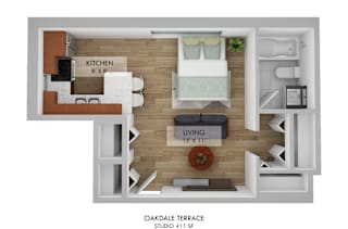 Oakdale Terrace Studio Floor Plan