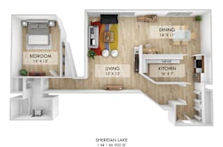 Sheridan Lake 1 BR Layout D Floor Plan