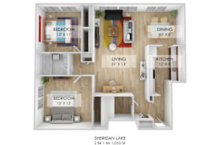 Sheridan Lake 2 BR Floor Plan