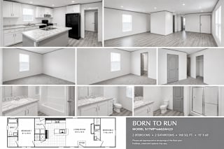 A real estate listing for a model apartment with a floor plan.