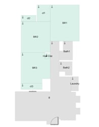 A diagram shows a floor plan with labeled rooms and areas such as Bath1, Bath2, Laundry, and Hall Closet.