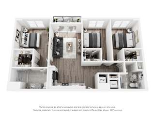 A black and white image of a floor plan of a small apartment.