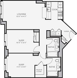 B3 Floor Plan at Shearwood Station, New Rochelle, New York