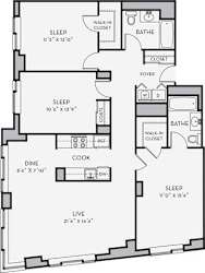 C2 Floor Plan at Shearwood Station, New Rochelle, New York