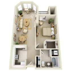 1BR1BA Floor Plan at Prospect Place, Hackensack, 07601