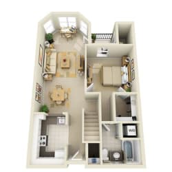 1 BR1 BA Loft Floor Plan at Prospect Place, Hackensack, NJ, 07601