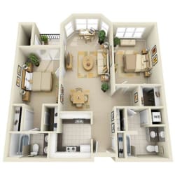 2 BRA Floor Plan at Prospect Place, Hackensack, New Jersey