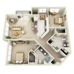 2 BRD Floor Plan at Prospect Place, New Jersey