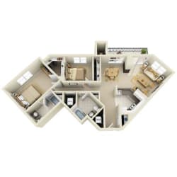 2 BRF Floor Plan at Prospect Place, Hackensack, 07601