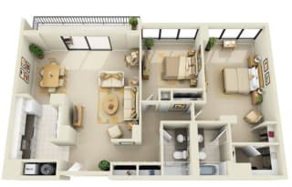 2BRGH Floor Plan at Prospect Place, Hackensack, NJ