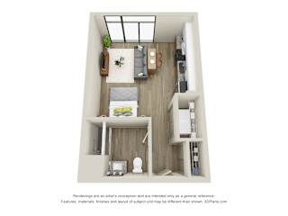 Whitmore II - Studio, 1 Bath Barrier Free - Downtown Kalamazoo, MI Apartments - 400 Rose