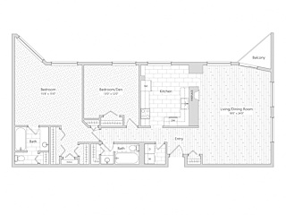 Tiffany - 2 Bedroom Floor Plan Layout with 2 Baths and 1,486 square feet at Skyrise Luxury Apartments in Kalamazoo, MI.